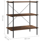 3-Tier Shelving Unit Black and Dark Wood 80x40x92 cm 336341