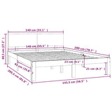 Bed Frame without Mattress Solid Wood Pine 140x200cm 810495