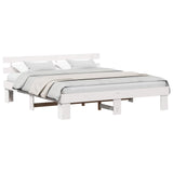 Bed Frame with Headboard White 200 x 200 cm Solid Pine Wood 872429