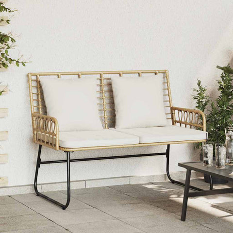 Garden Bench Brown and Cream Poly rattan, steel 42010354