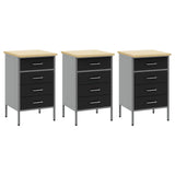 Work Cabinet with Drawer 7 pcs Black Engineered Wood and Steel 3321436