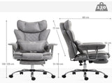 Leathaire Reclining Office Chair with Lumbar Support Pillow - Grey T3398P377420