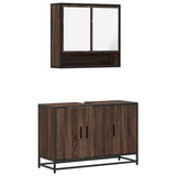 ZNTS 2 Piece Bathroom Furniture Set Brown Oak Engineered Wood 3300924