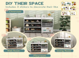 Kids Toy Storage Unit with 11 Bins, Cabinet, Top Shelves, 3 Stickers, for Nursery, Playroom, White T3398P379046