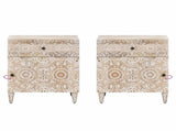 Bed cabinet with Drawer White 50 x 33 x 60 cm Solid Mango Wood 4018376