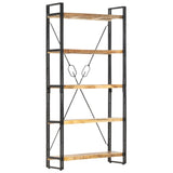 ZNTS 5-Tier Bookcase 90x30x180 cm Solid Mango Wood 286581