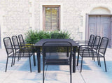 Garden Dining Set Black Powder-coated steel, glass, cotton rope 3060212