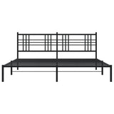 Metal Bed Frame without Mattress with Headboard Black 200x200cm 376331