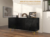 Modern Luxe High Gloss Sideboard, with Hairpin Legs - Black T3398P377929