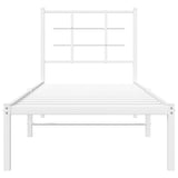 Metal Bed Frame without Mattress with Headboard White 75x190cm 355600