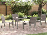 Dining Chair Set of 4 Grey PE rattan, powder-coated steel 310085