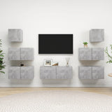 7 Piece TV Cabinet Set Concrete Grey Engineered Wood 3079132