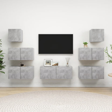 7 Piece TV Cabinet Set Concrete Grey Engineered Wood 3079132