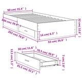 Bed Frame with Drawers without Mattress Grey Sonoma 90x200 cm 3280431