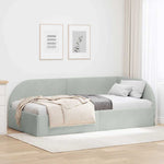 Corner Bed Frame with Headboard Light grey 90 x 200 cm Velvet 42016646