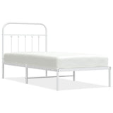 Bed Frame White Steel Single Bed Frame Rectangular Industrial 352620