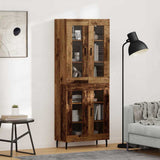 Highboard 2 pcs Old Wood Engineered Wood and Glass 3403180