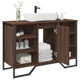 Bathroom Sink Cabinet Brown Oak 91x35x60 cm Engineered Wood 848668