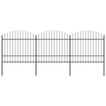 ZNTS Garden Fence with Spear Top Steel x5.1 m Black 277741