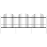 ZNTS Garden Fence with Spear Top Steel x5.1 m Black 277741