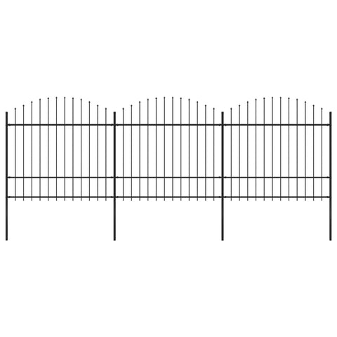 ZNTS Garden Fence with Spear Top Steel x5.1 m Black 277741