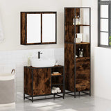 3 Piece Bathroom Furniture Set Smoked Oak Engineered Wood 3301147