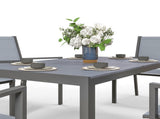 7 Pieces Garden Dining Set with Wood-plastic Composite Dining Table, and 6 Stackable Armchairs with T3398P317821