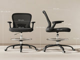 Draughtsman Chair, Mesh Drafting Chair, Ergonomic Office Chair with Flip-up Armrest, Adjustable Foot T3398P344745