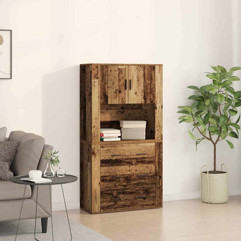 Highboard with Drawer Old wood 80 x 33 x 150 cm Engineered wood 3334343