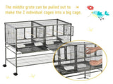 Large Bird Cage Parrot Cage with Divider, Slide Tray for Finch Canaries Parakeets Cockatiels, 95 x T3398P349805