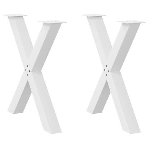 ZNTS Dining Table Legs X-Shaped 2 pcs White 80x cm Steel 4012981