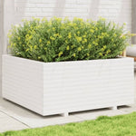 ZNTS Garden Planter White 100x100x49.5 cm Solid Wood Pine 3282540