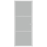 Interior Door 83x201.5 cm White Matt Glass and Aluminium 350577