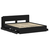 Bed Frame with Storage Black 200 x 200 cm Engineered Wood 3433985