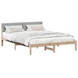Bed frame Brown and light grey 150 x 200 cm Solid pine wood 878669