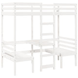 ZNTS Loft Bed Frame with Desk and Chairs White 90x190cm Solid Wood Pine 3308560