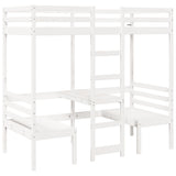 Loft Bed Frame with Desk and Chairs White 90x190cm Solid Wood Pine 3308560