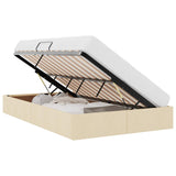 Storage Bed with Mattress Creme 120 x 200 cm Fabric 3370008