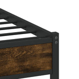 Metal Bed Frame without Mattress Smoked Oak 140x190 cm 4007832