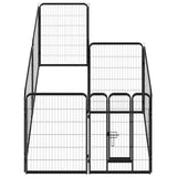 Dog Playpen 8 Panels Steel 80x100 cm Black 170574