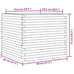 ZNTS Garden Planter Wax Brown 80x80x72 cm Solid Wood Pine 3282626