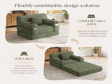 1-Seater Sleeper Sofa, Compressed Corduroy Sofa with High Backrest, Metal Frame, High-Density Foam, W3779P501255