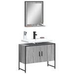 ZNTS 2 Piece Bathroom Cabinet Set Grey Sonoma Engineered Wood 3214342