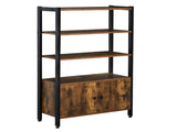 Industrial Bookshelf, Storage Cabinet with 3-Tier with Doors, for Home Office, Living Room Rustic T3398P329938