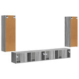 TV Wall Cabinet Set 4 pcs Grey Sonoma Engineered Wood 3408931