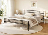 HOMCOM 5ft King Bed Frame with Headboard and Footboard, Metal Platform Bed Frame with 32 cm Underbed T3398P549110