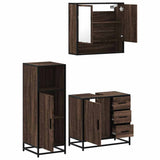 ZNTS 3 Piece Bathroom Furniture Set Brown Oak Engineered Wood 3300989