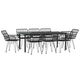 9 Piece Garden Dining Set Black Poly Rattan 3157872