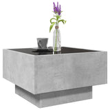 Coffee Table with LED Concrete Grey 50x50x30 cm Engineered Wood 847507