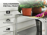 2 Tier Potting Bench Table, Galvanised Steel Garden Planting Work Bench Workstation with Storage T3398P323892